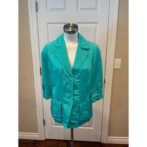 Lafayette 148 New York Bright Teal Linen Blazer, Size 6